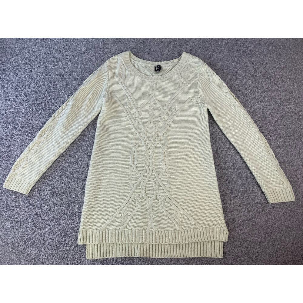 Charlie O K by Kinnucans Crewneck Sweater Knit Wool Blend Off White Medium